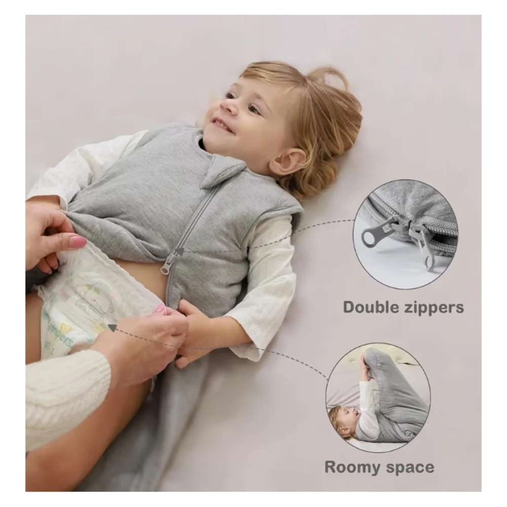 Baby Winter Sleep Sack (Grey,18-36 Months)Unisex Rayon‎ Made from Bamboo